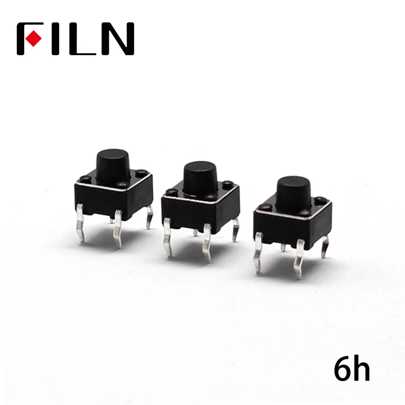 

FL7-010-6*6J-H6 4Pin 6X6X6 Micro Tact Push Button Switches DIP 50PCS 12V copper