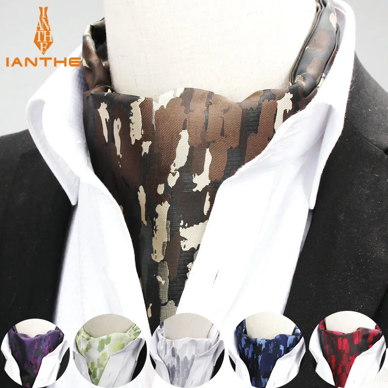 2018 Brand New Men's Vintage Jacquard Mens Long Camouflage Cravats Novelty Wedding Slim Ascot Tie For Men Business Neckties