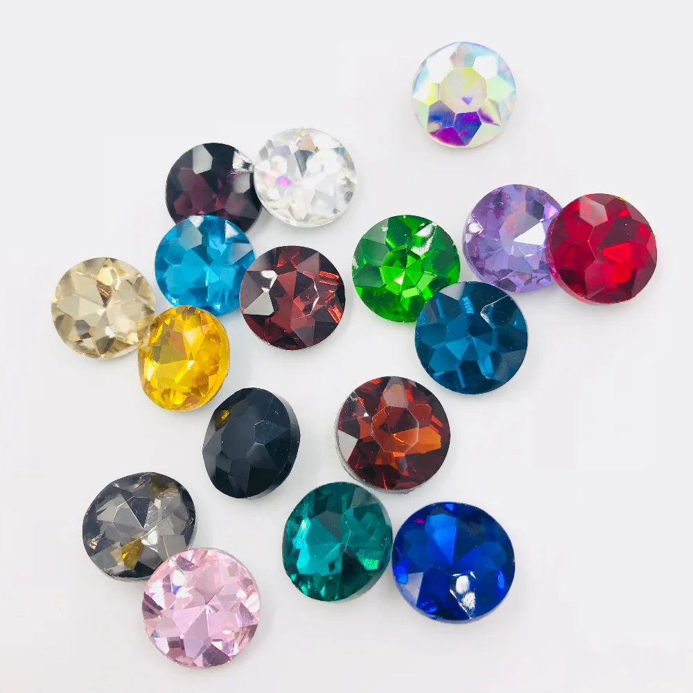 Hot sale 10mm 50pcs/pack Crystal glass round shape Gemstone Flower pointback rhinestones nail art/DIY clothing/accessories