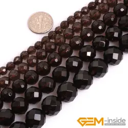 AAA Grade Faceted Dark Brown Smoky Quartzs Beads Selectable Size 4mm to 14mm Natural Stone Beads DIY Beads For Jewelry Making