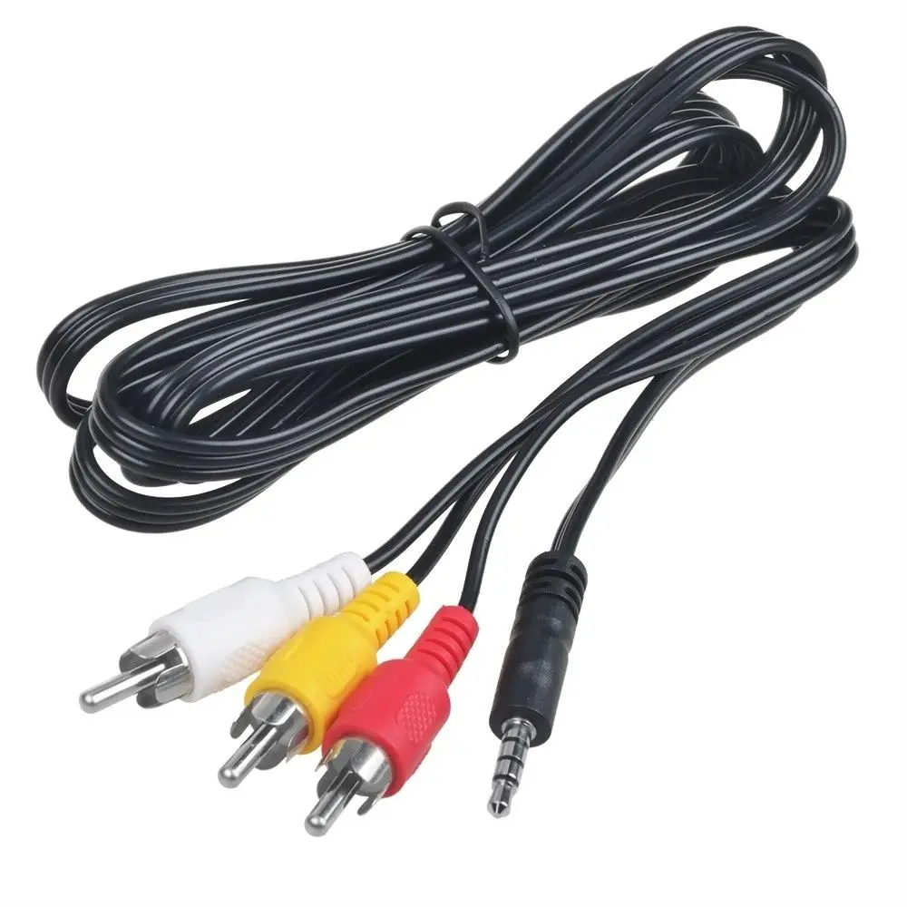 3.5mm Plug to 3 RCA Camcorder Audio Video A/V Cable 4Feet for Sony JVC Panasonic Canon Samsung Camcorders