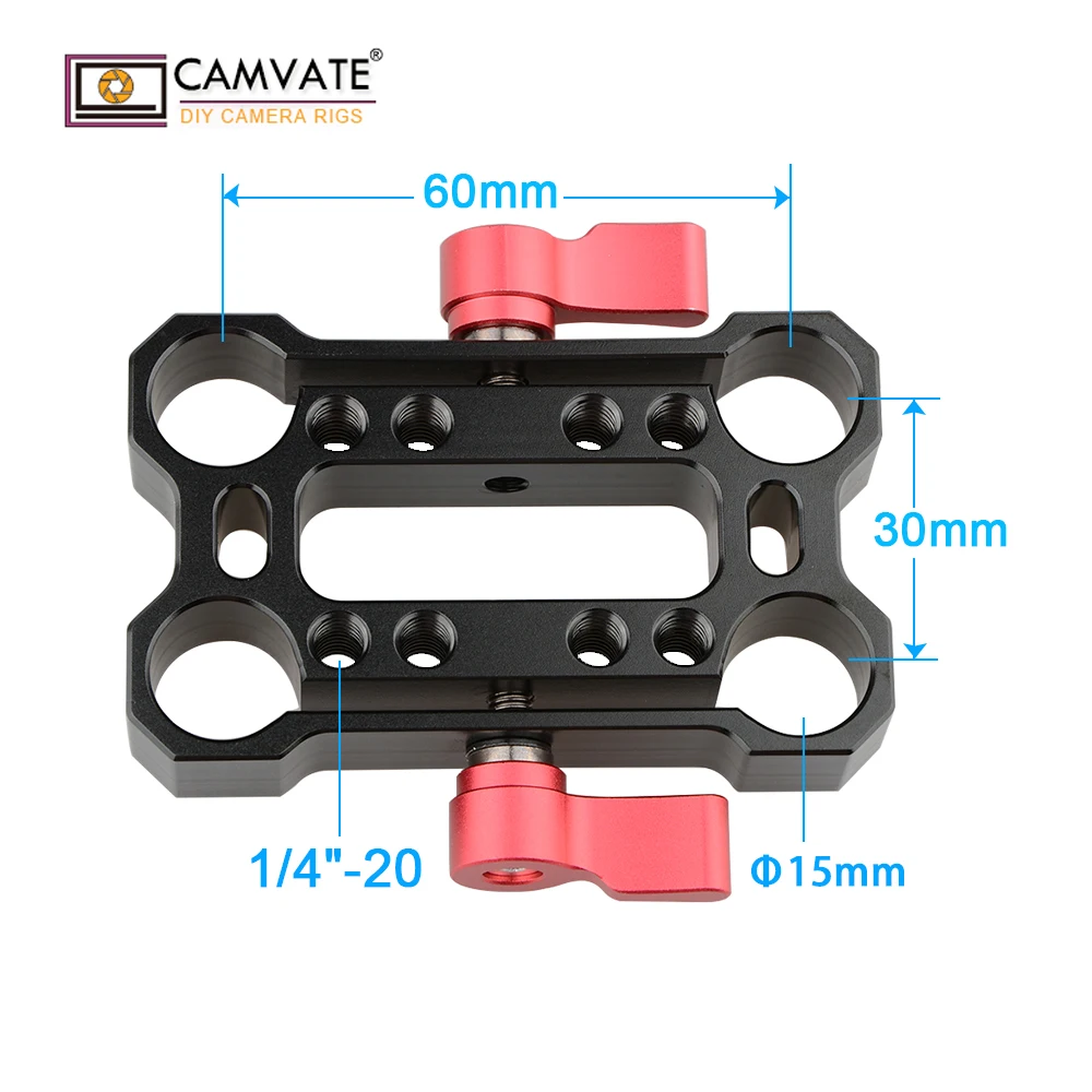 CAMVATE 15mm asta Offset Raiser Clamp/altezza Riser Offset Railblock con fori filettati da 1/4 "-20 per sistema di ringhiere a spalla