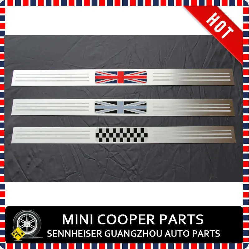 Brand New stainless steel Material UV Protected Black Union Jack Style Door Sill Plate For mini cooper S R56 only (2 pcs/Set)