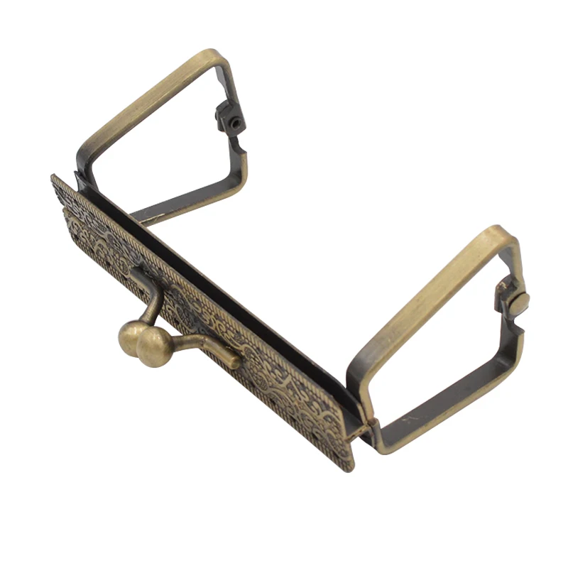 10Pcs 9cm Metal Purse Frame Handle for Clutch Bag Handbag Accessories Making Kiss Clasp Lock Square  Antique Bronze  Hardware