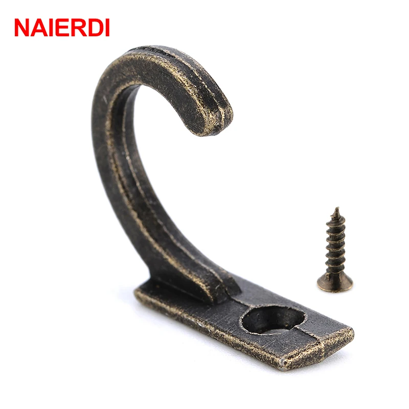 NAIERDI 30PCS Small Antique Hooks Wall Hanger Curved Buckle Horn Lock Clasp Hook For Wooden Jewelry Box Furniture Hardware