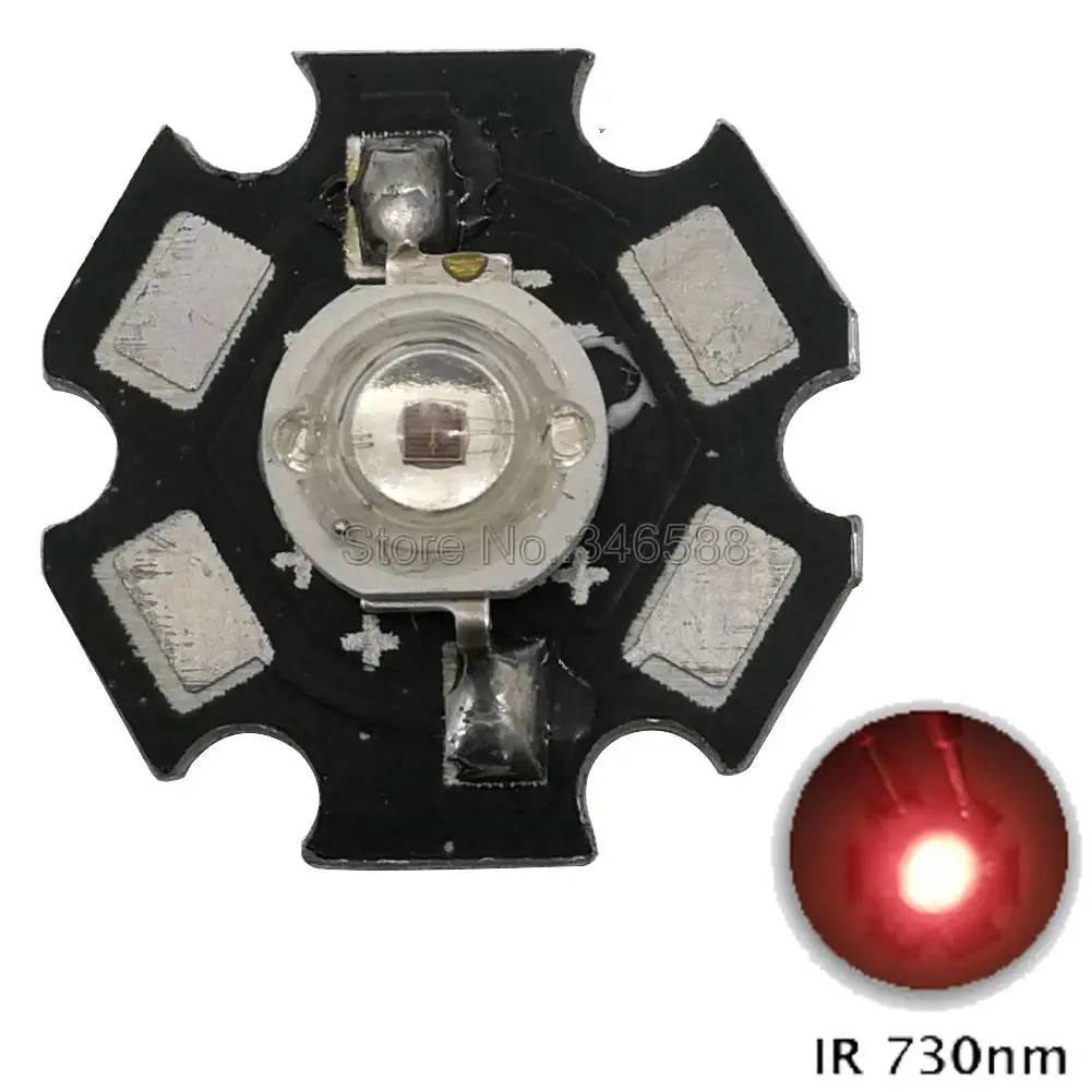 High Power 3W 730NM - 740NM Infrared Red Led Emitter Chip Beads 1.6-1.8V 350-700mA 20MM PCB for Led Bulb Lamp Light