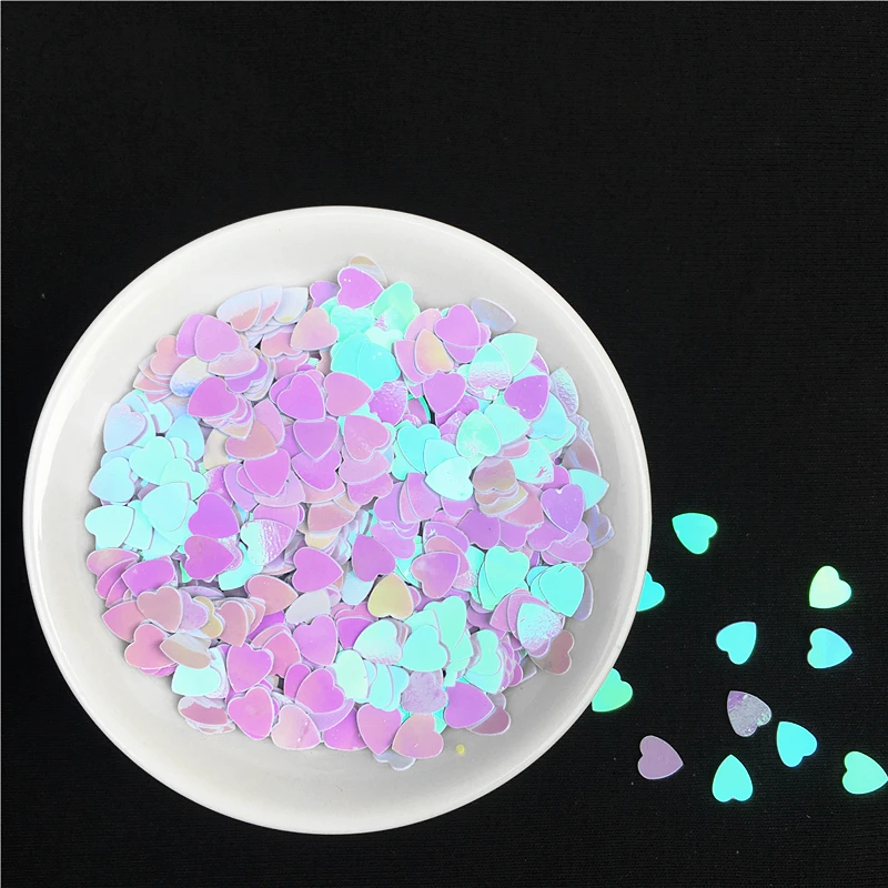 10g/Bag 6mm Love Heart Shape Sequins Paillettes for Nail Art manicure,Wedding Decoration Confetti,Kids Slime Diy Accessories