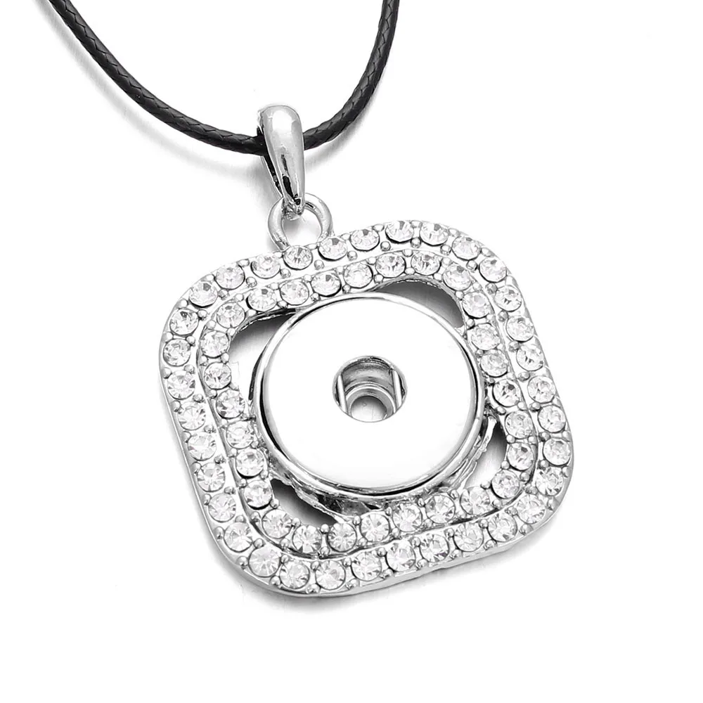 Classic Round alloy 18mm xinnver snap button crystal necklace & pendant jewelry with Bead chain woman DIY jewelry ZG041