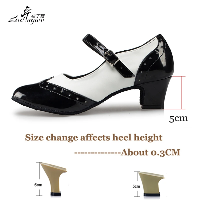 Ladingwu Women\'s Spring Autumn Ballroom Dance Shoes Closed Toe Latin Salsa Dance Shoes For Girls Mid heel