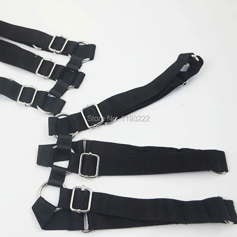 Adjustable Punk Rock Cosplay Heavy Metal Handmade Nylon Elastic Three Row Thigh High Leg  Garter Belts loops