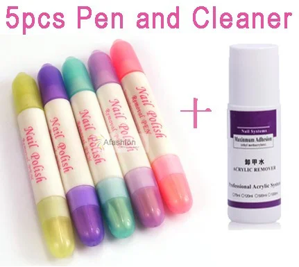 

5pcs Nail Remover pen and 1pc 75ml Cleanser removal Nails uv gel Art Polish for Tools set Fast and Free shipping