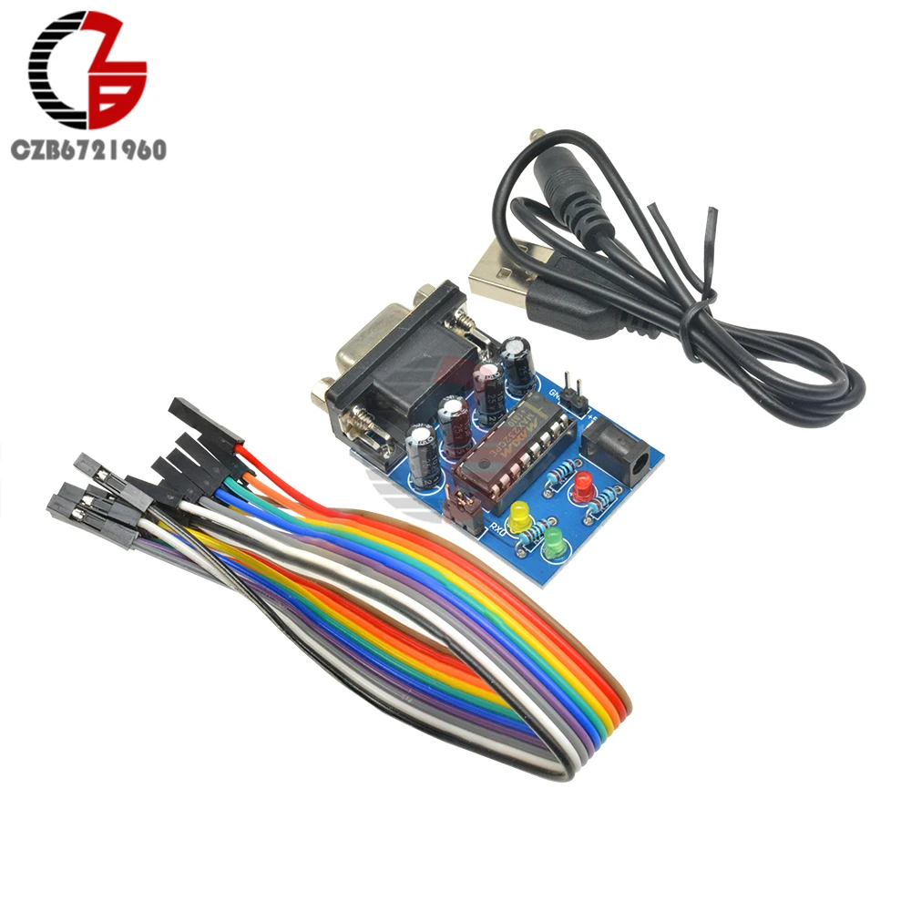 RS232 to TTL Converter Module MAX232CPE MAX232 Transfer Chip DB9 Serial Board Power RXD TXD LED Light Indicator Dupont Cable