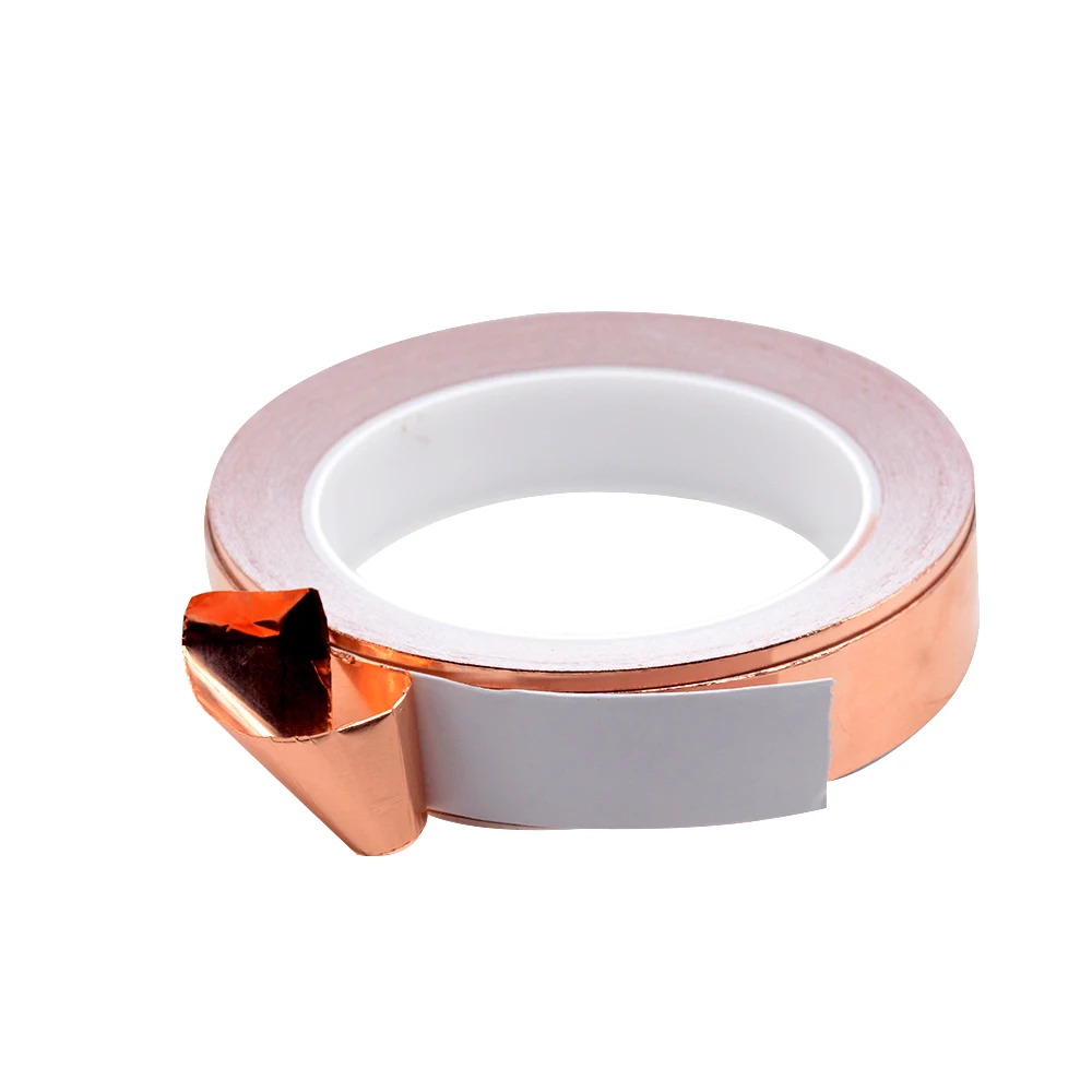 1PC 20M Single Side Conductive Copper Foil Tape Strip Adhesive EMI Shielding Heat Resist Tape Width 4 5 6 8 10 12 15 20 MM