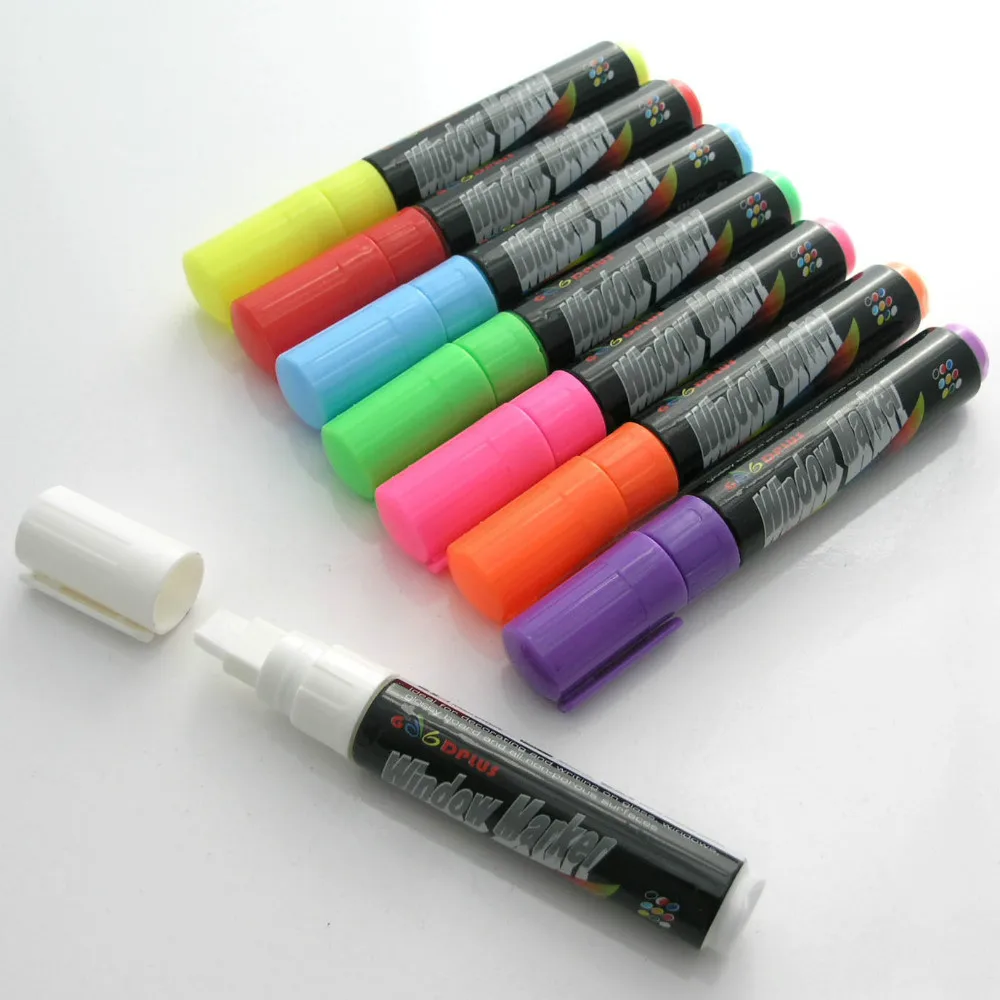 Hot Multicolor 8 Pcs Highlighter Pen Liquid Chalk Marker For LED Writing Board Glass Window Pen Gift 8mm