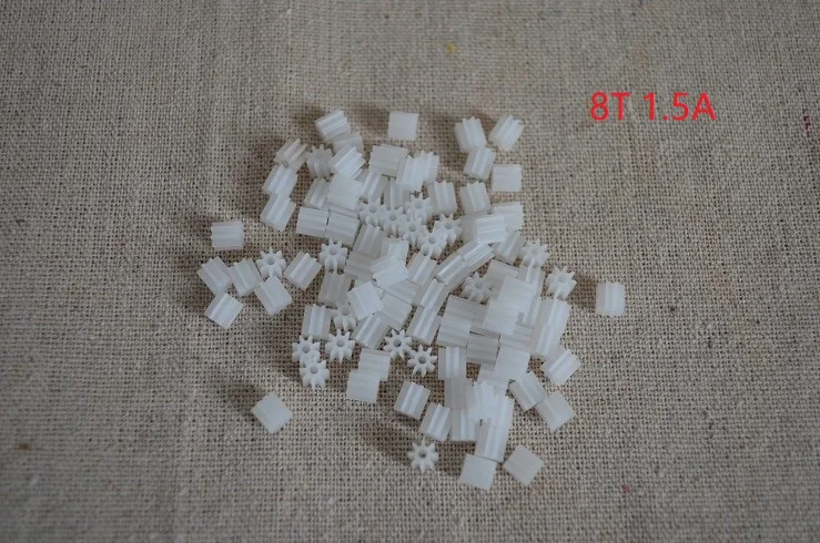 New 100Pcs 8T Plastic Shaft Gear 1.45mm Hole Toy Accessories DIY Robot Helicopter High Quality