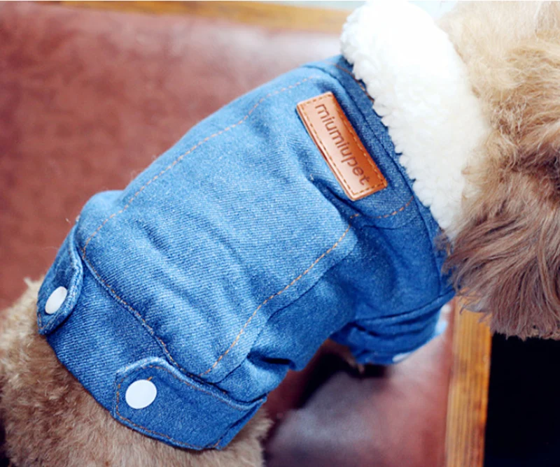 Winter Dog Jacket Puppy Dog Clothes Pet Outfits Denim Coat Jeans Costume for Chihuahua Poodle Bichon Pet Dog Clothing Apparel 30