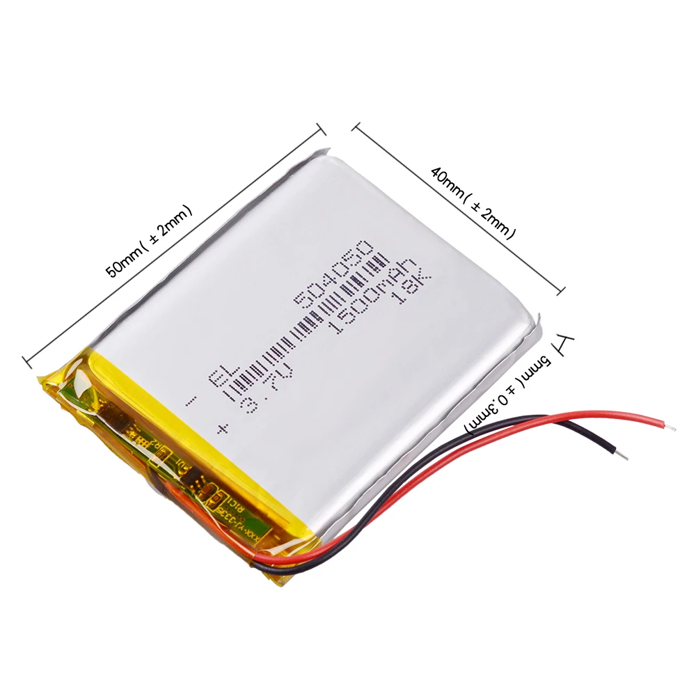 Bateria recarregável lipo de polímero de lítio 3 tamanhos de 1500mah, 504050, gps, dvd, e-book, bluetooth, dvr, gravador