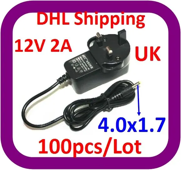 DHL Free Shipping 100pcs/lot UK DC 12V 2A 2000mA Power Supply adapter FOR dvd player