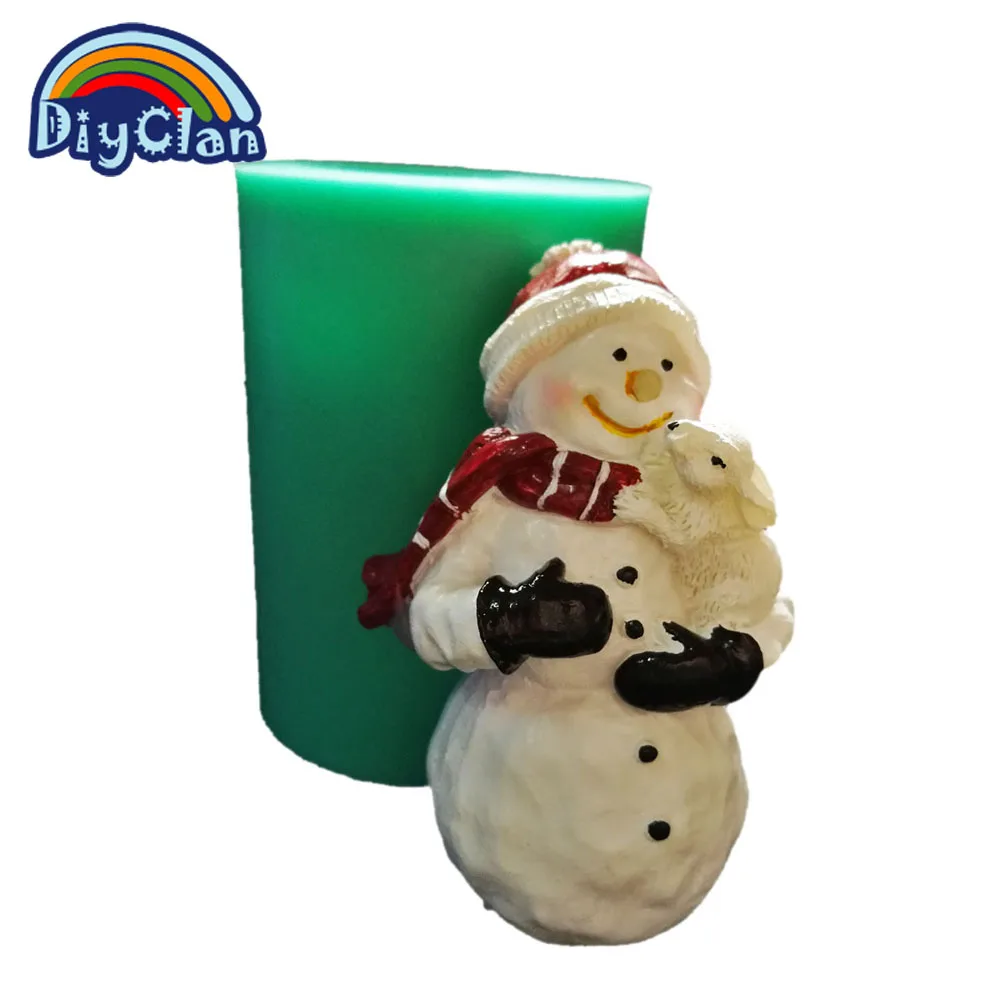 Christmas Snow Man Silicone Molds For Snow Man Cake Rectangle Chocolate Mold Biscuit Levulose Santa Winte Soap Form Gift