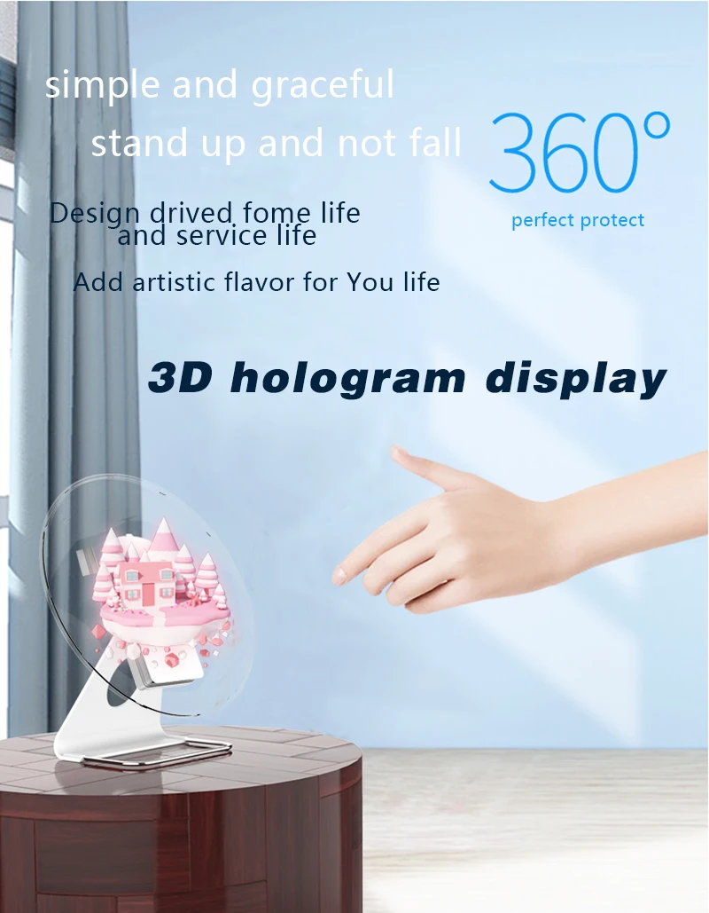 Imagem -02 - Display de Hologramas 3d 30cm Portátil Exibição Personalizada Logotipo ou Visor de Recepção de Produto Fonte de Alimentação