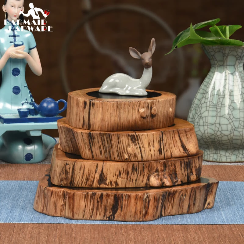 

1pcs Wood Coasters Table Cup Mat Kitchen Mat Pad For Bar Cocktail Length 22 -23cm & Height 3cm Noble Ebony Wood Slices