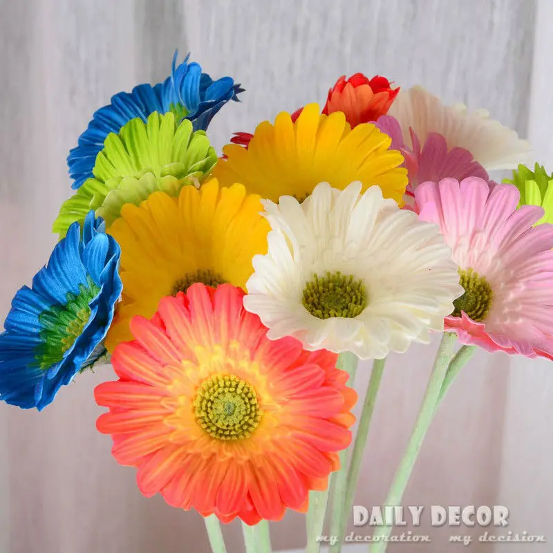 wholesale ! real touch daisy PU artificial flowers felt gerbera Wedding decoration floral 62cm flores planta 20pcs free shipping