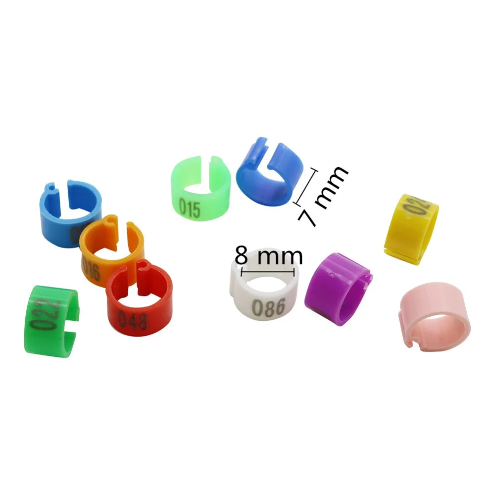 1000 Pcs No.001-100 di Clip Uccello Anello di 8 millimetri di Plastica Digitale Margine di Profitto Pappagallo Piccioni 10 Colori Marcatura Anello