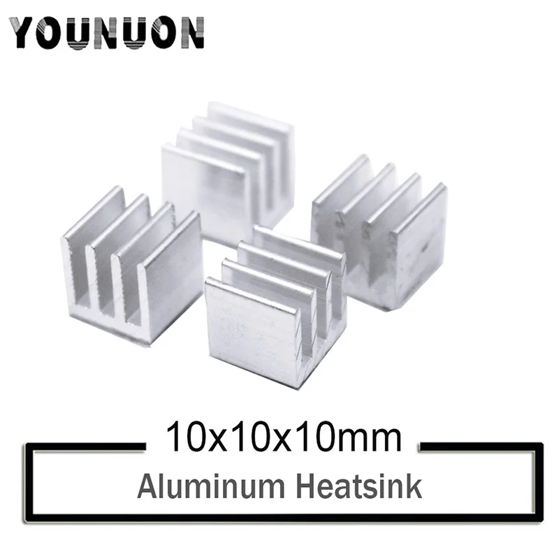 10Pcs YOUNUON Silver 10x10x10mm Aluminum Heat Sink Radiator Heatsink,Electronic Chip Cooling Radiator Cooler for IC MOSFET SCR