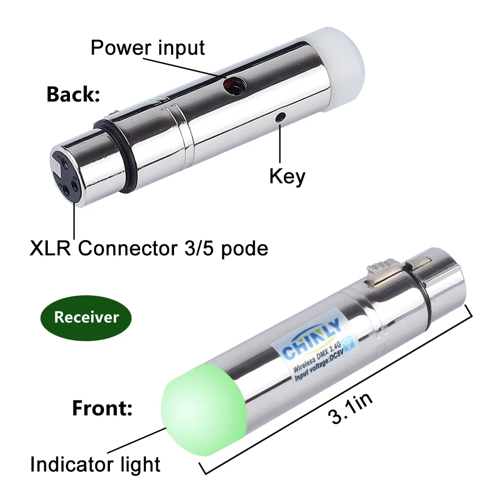 Transmisor Inalámbrico DMX 2,4G DMX512, receptor de luces láser, controladores para efectos de escenario, DJ, discoteca, receptores