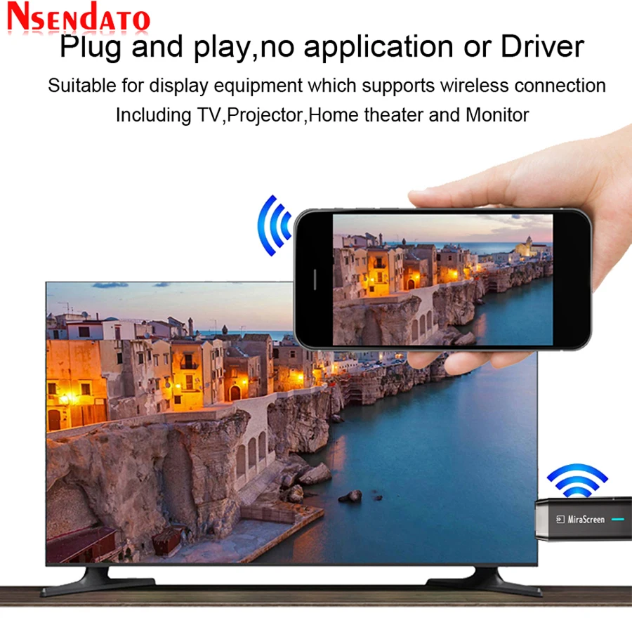 Mirascreen D8 5G Dual Band 1080P Miracast Wireless for DLNA AirPlay HD TV Stick Wifi Display TV Dongle Receiver