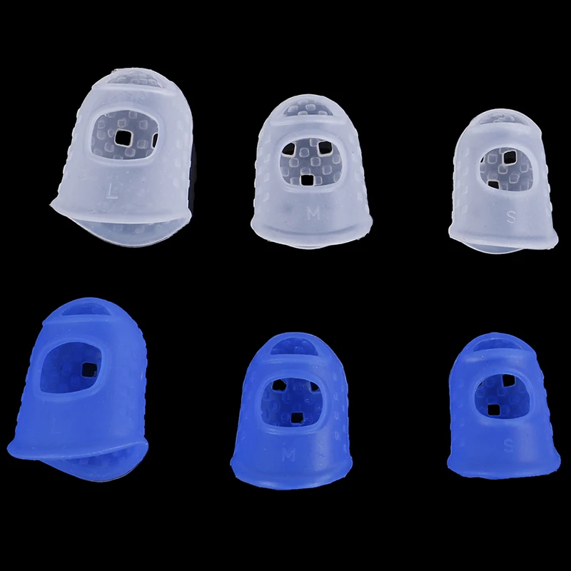 4Pcs/Set Silicone Finger Guards Guitar Fingertip Protectors For Ukulele Guitar S M L Transparent Blue Color