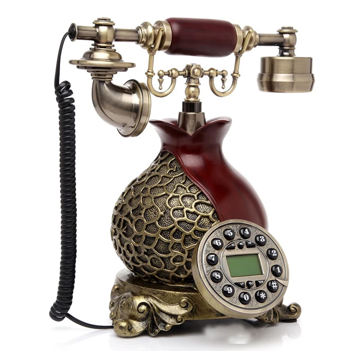 Europe style Vintage landline Antique Telephone for home office made of resin white and red fixed phone can work worldwide H26