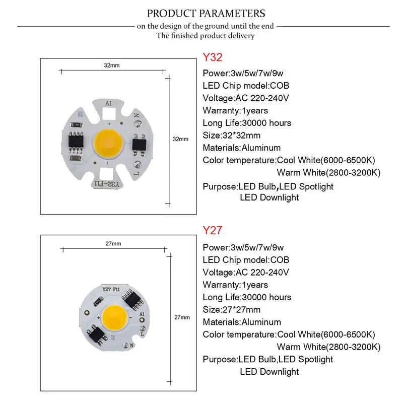 Kein Treiber erforderlich, COB-LED-Lampenchip, 3 W, 5 W, 7 W, 9 W, 10 W, 20 W, 30 W, 50 W, 220 V, Smart-IC, Lampada-LED-Birne, Flutlichtchips, Strahlerbeleuchtung