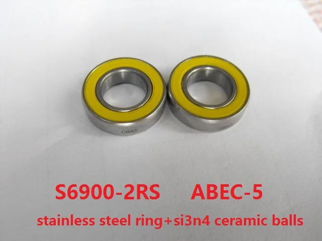 

10pcs/lot S6900-2RS 10x22x6 ABEC-5 Stainless Steel hybrid Si3n4 ceramic bearing S6900 2OS CB LD for fishing reel 10*22*6