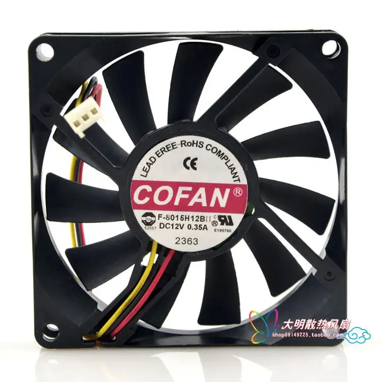 

COFAN F-8015H12B Server Cooling Fan DC 12V 0.35A 80x80x15mm 3-wire