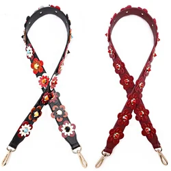 Customized Women Bag Strap Flower Strap Belt PU Leather Shoulder Cross body Messenger Bag Band for Bag DIY Handmade Accessories