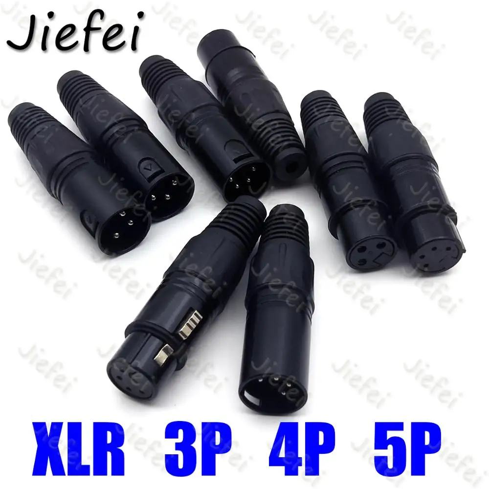 

20Set XLR 3Pin 4pin 5pin Audio Microphone Cable Connector Black Male + Female MIC Plug Cable Connect XLR Adapter