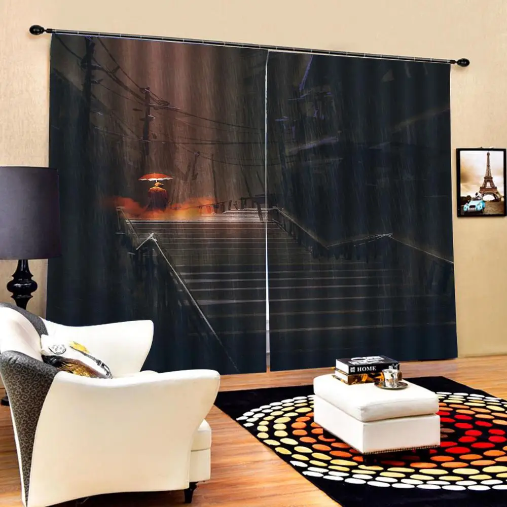 

Drapes Cortinas Extended space Curtain office Bedroom 3D Window Curtain Luxury living room decorate Cortina black curtains