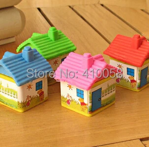 Freeshipping  lovely  kawayi small house eraser/ cute children teaching eraser/fantastic school mini eraser MOQ 24 pieces/lot