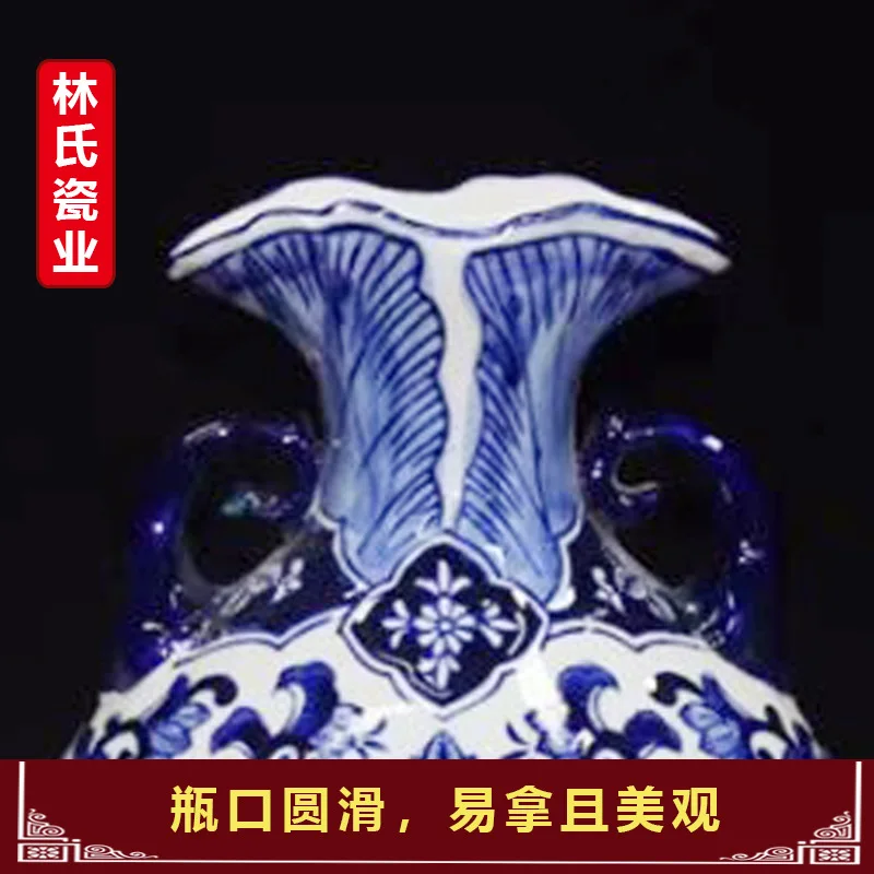 nordic decoration Jingdezhen Ceramics Chinese Blue-and-white twisted twigs and ears flower-arranging vases and porch ornaments