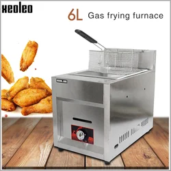 XEOLEO Commercial Gas  Deep Fryer Single Tank French/Chicken Fries Restaurant/Kitchen 6L Stainless Steel Food Processor