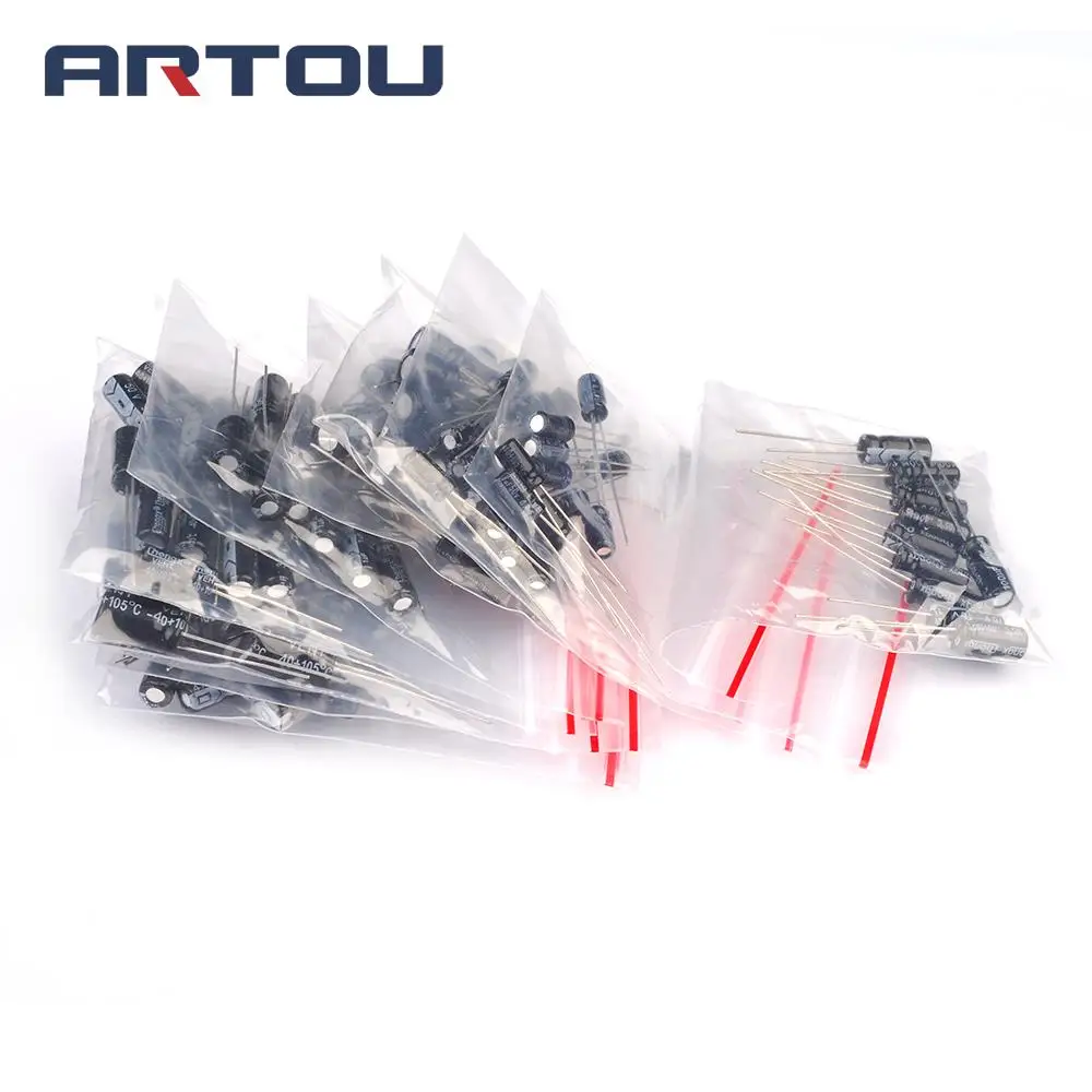 240PCS/2Packs 120PCS=12values *10pcs  1uF to 470uF Aluminum Electrolytic Capacitor Assortment kit