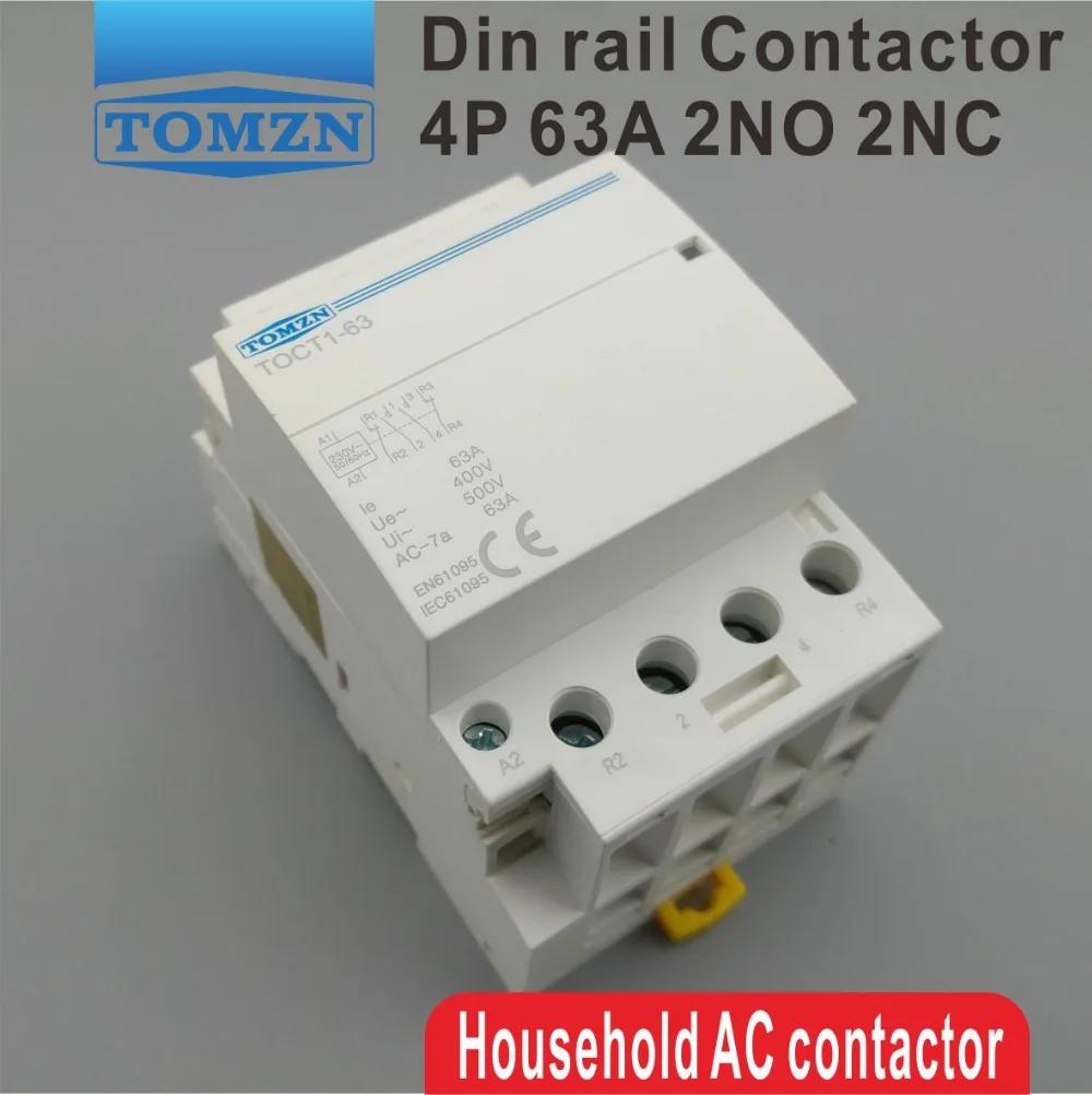 CT1 4P 63A 2NC 2NO 220V coil 400V~ 50/60HZ Din rail Household ac Modular contactor