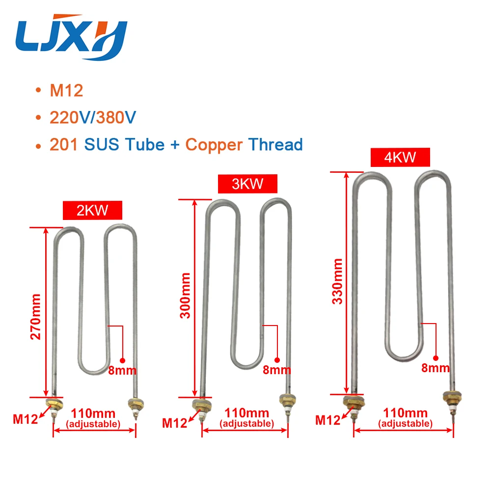 LJXH 201SUS Electric Heat Tube for Noodle Pot Cooking Machine Bucket,220V/380V Electric Heat Pipe,2KW/3KW/4KW Heating Element