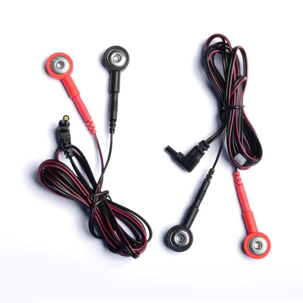 2 Pieces Replacement Electrode TENS Lead Wires With 4 Pieces Adapter Snap Use For TENS Units