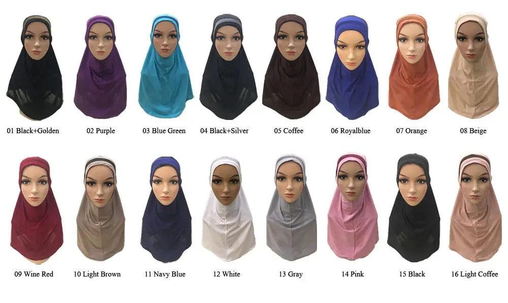 Arab One Piece Muslim Women Amira Hijab Scarf Headscarf Wrap Full Cover Islamic Shawl Turban Khimar Arab Headwear Ramadan Caps