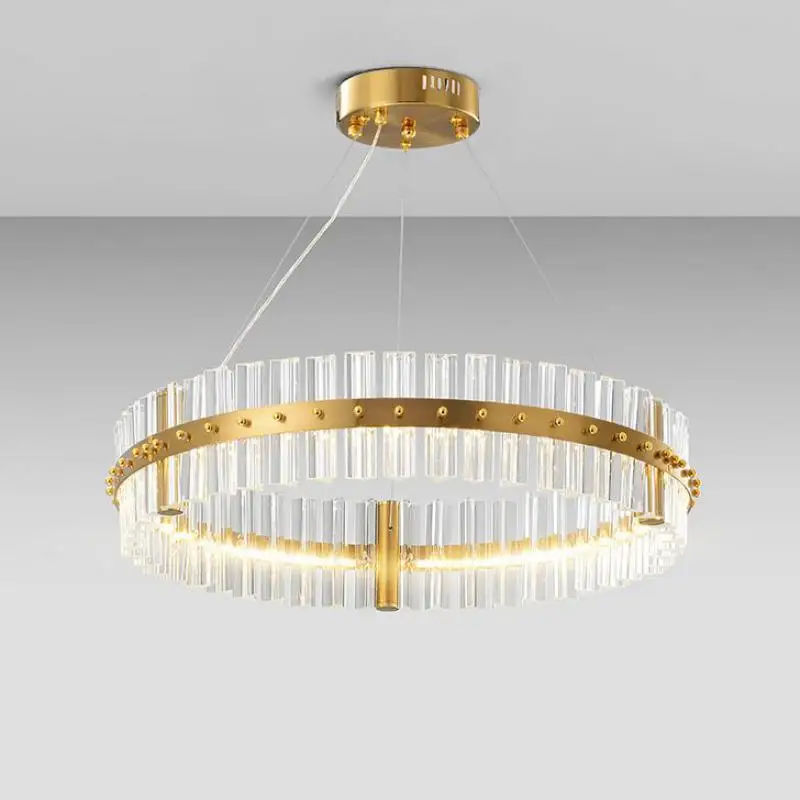 

Round Led ring light gold led Chandelier Crystal lamp for Hotel Lobby Living Room Villa study crystal Bar Led strip luminaria