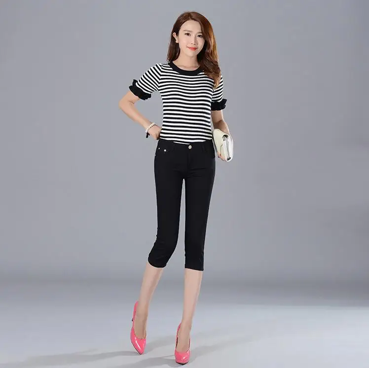 2022 Summer Hot Sale New Pants Women Calf-length Pants Mid Waist Sexy Casual Pencil Pants Trousers Thin Elastic Pants Leggings