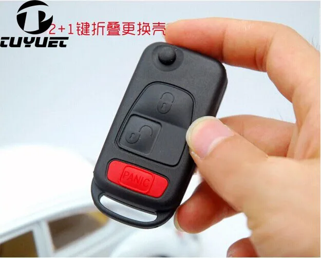 

5PCS 2+1 Buttons Uncut Blade 2/4 Track Folding Flip Remote Key Shell for Mercedes-Benz Car Key Blanks Case