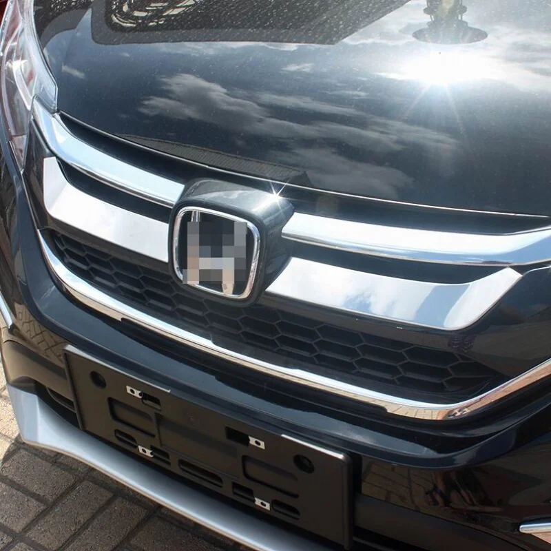 For Honda CRV CR-V 2015 2016 accessories Stainless steel Front Grille Grill Engine Lid Decoration Molding Cover Kit Trim 2pcs